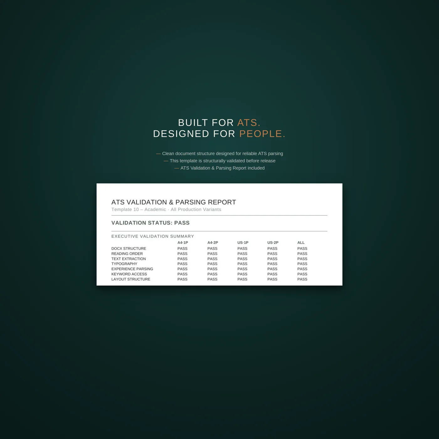 Academic résumé template — built for the ats