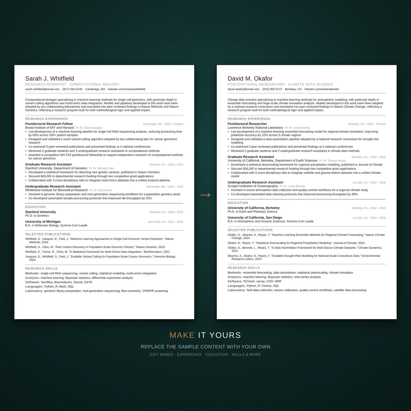 Academic résumé template — easy to make your own