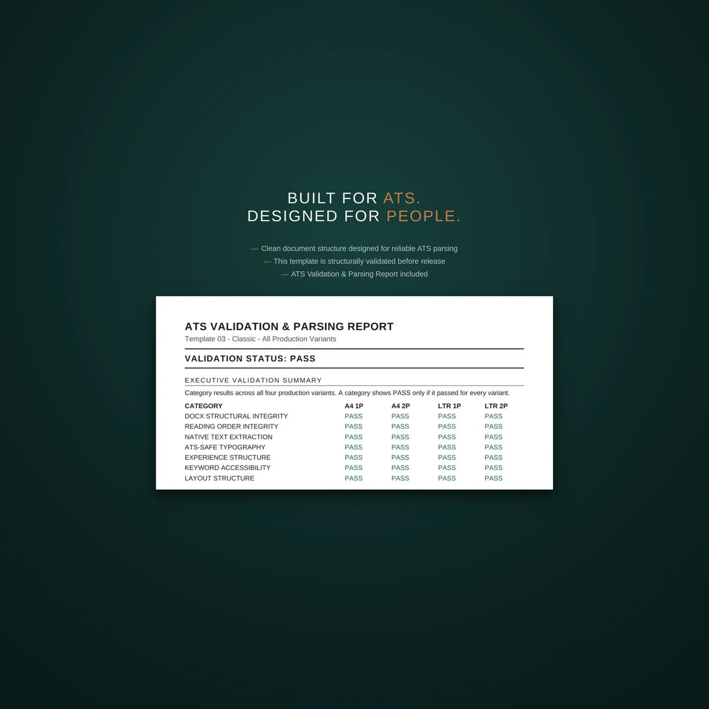 Classic résumé template — built for the ats