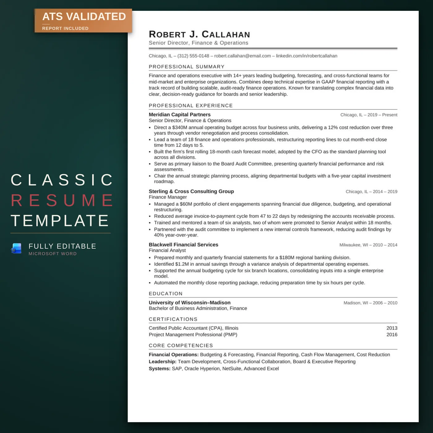 Classic résumé template — listing hero