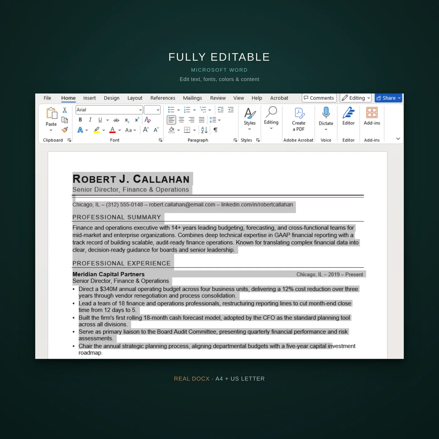 Classic résumé template — fully editable in word