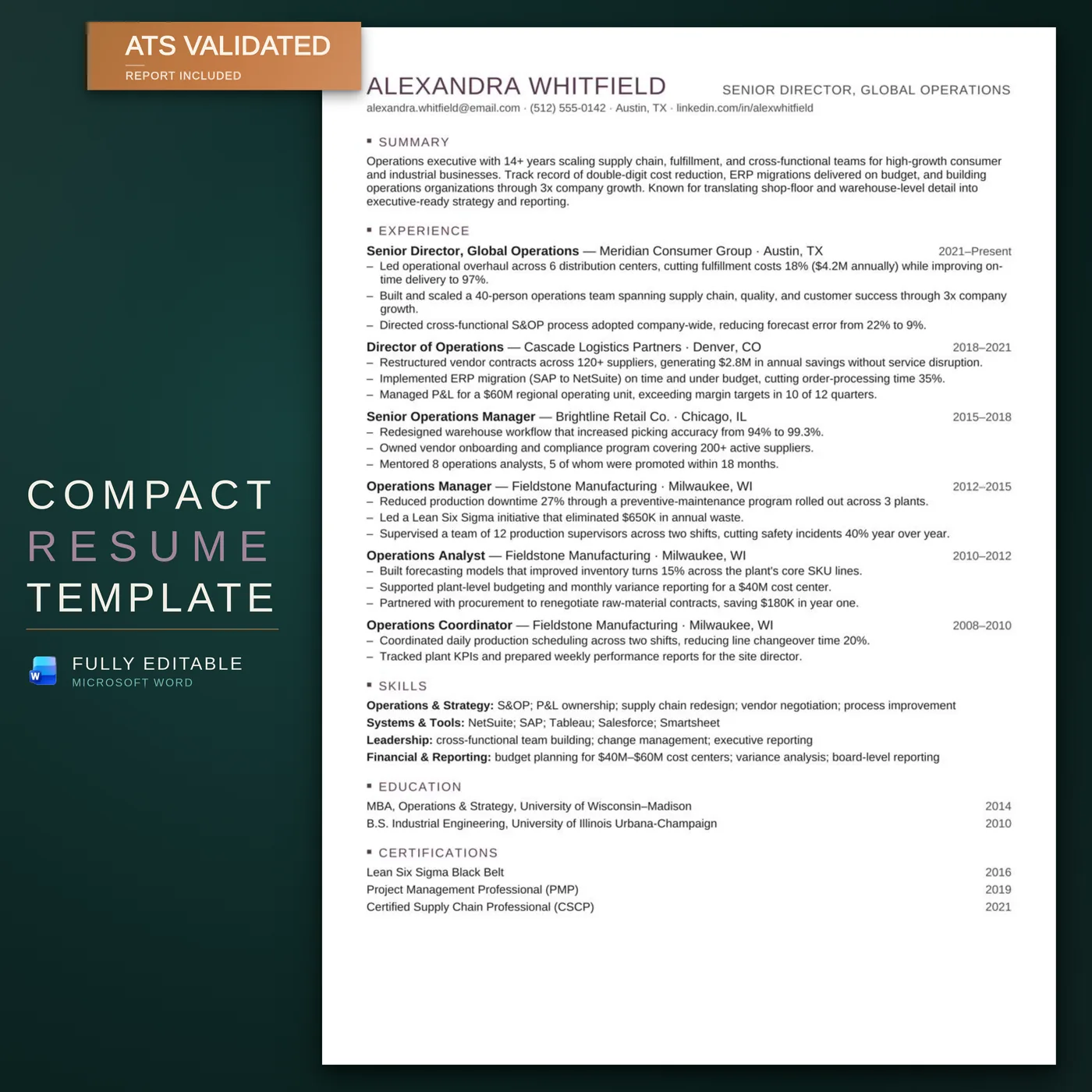 Compact résumé template — listing hero