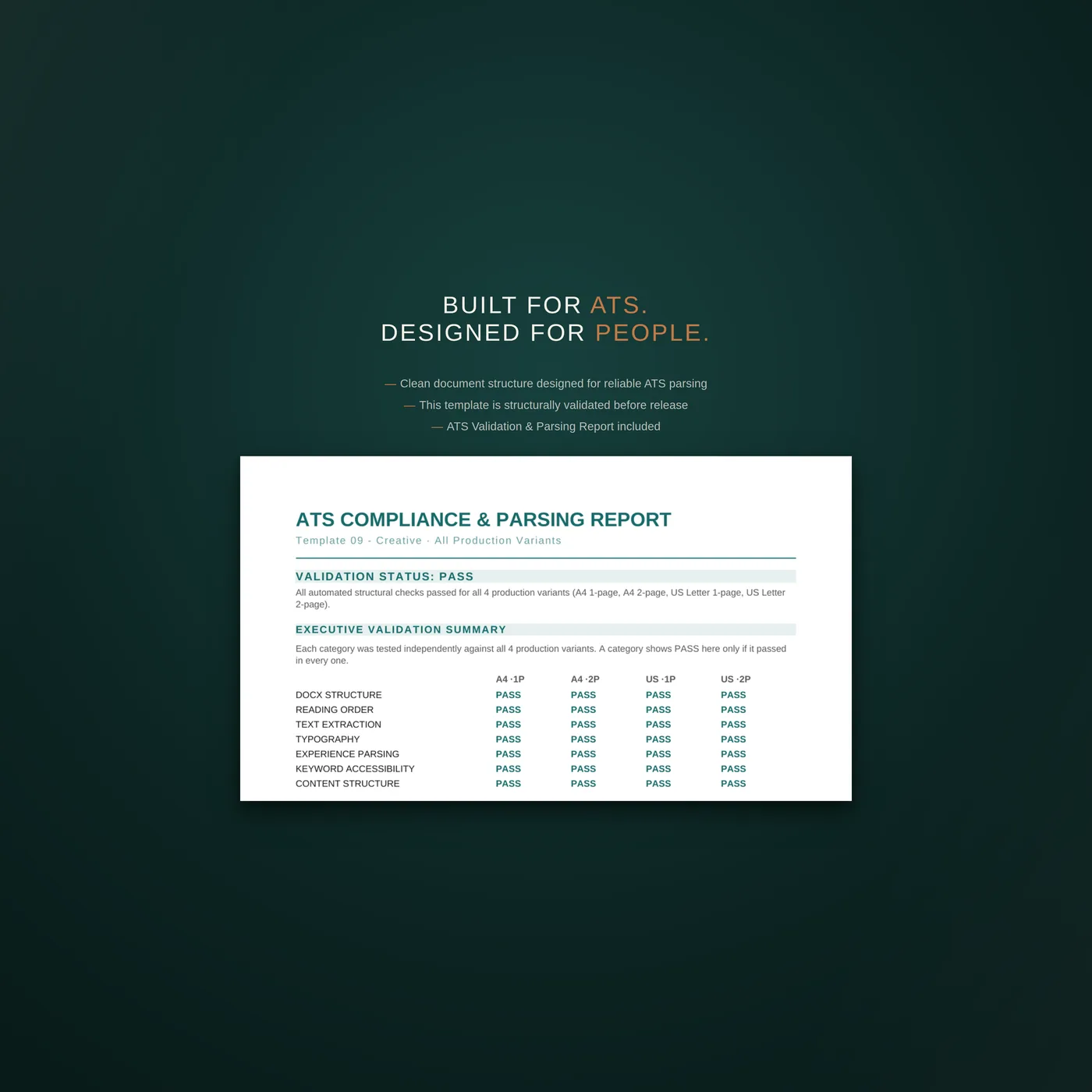 Creative résumé template — built for the ats