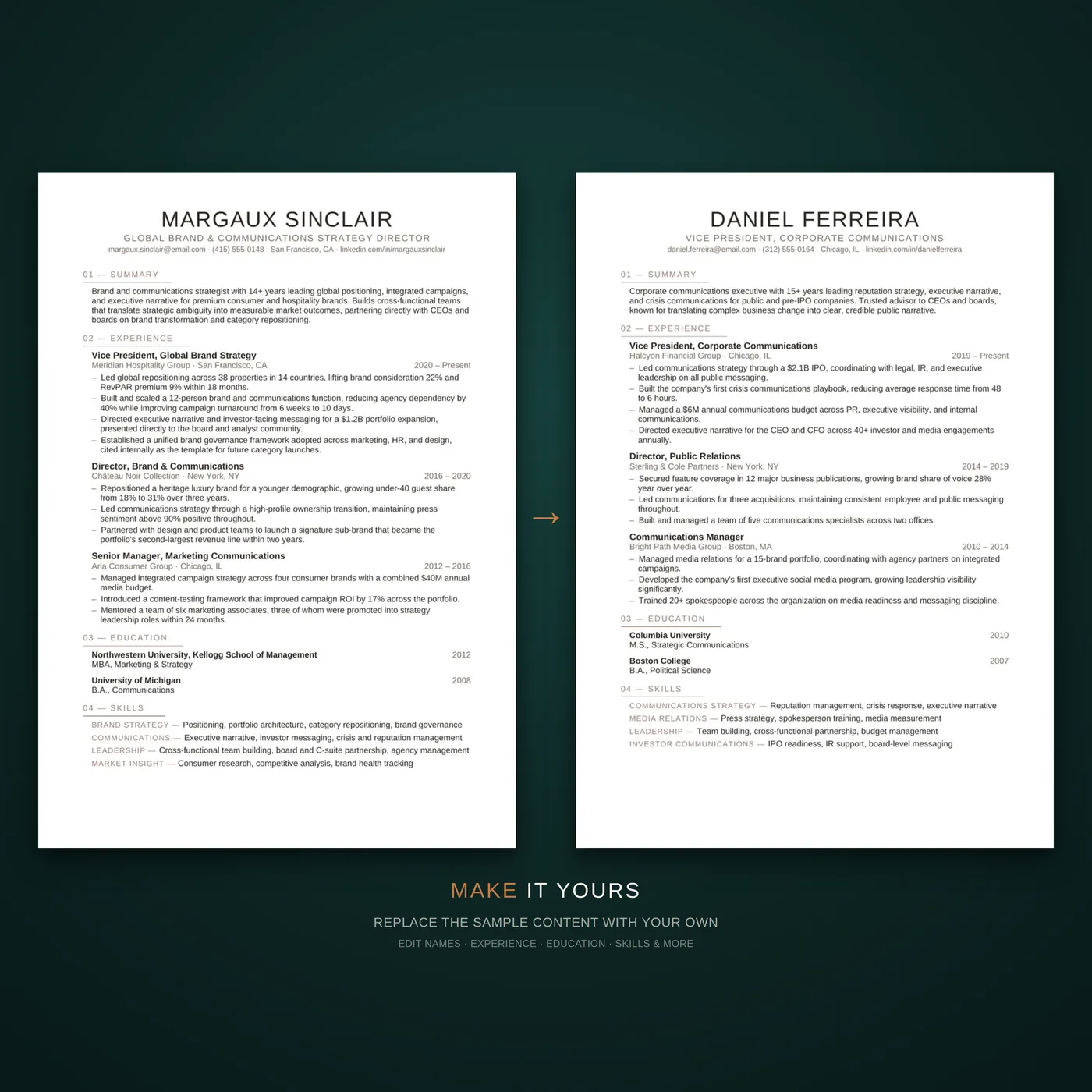 Editorial résumé template — easy to make your own