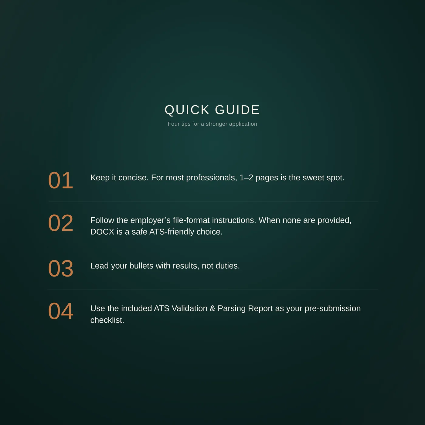 Editorial résumé template — quick-start guide