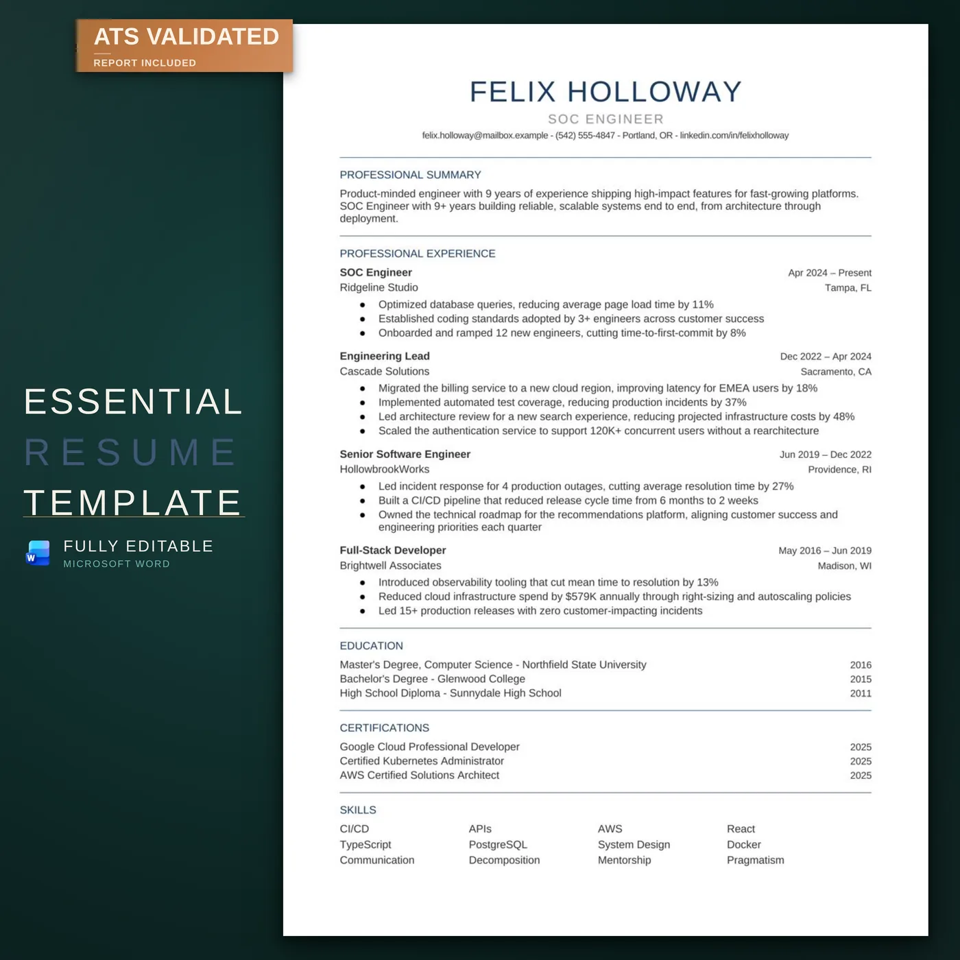 Essential résumé template — listing hero