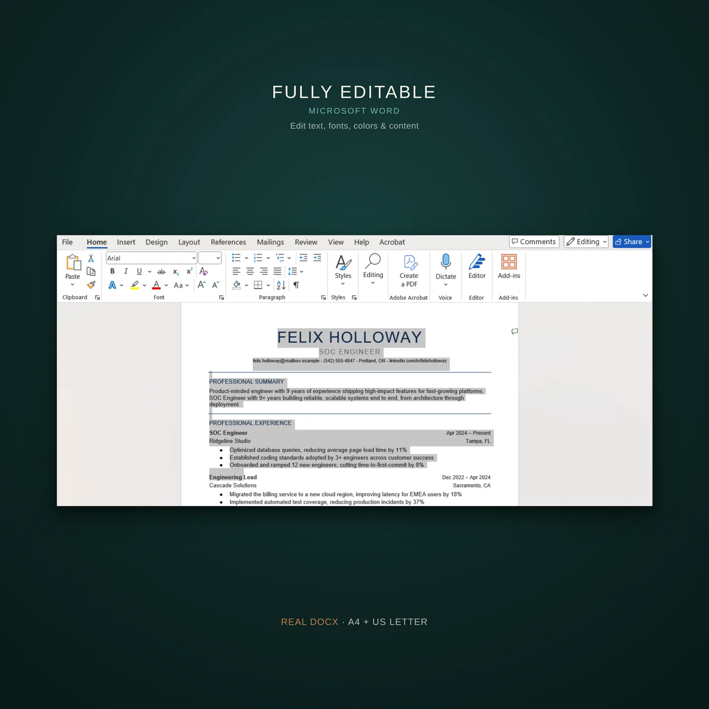 Essential résumé template — fully editable in word