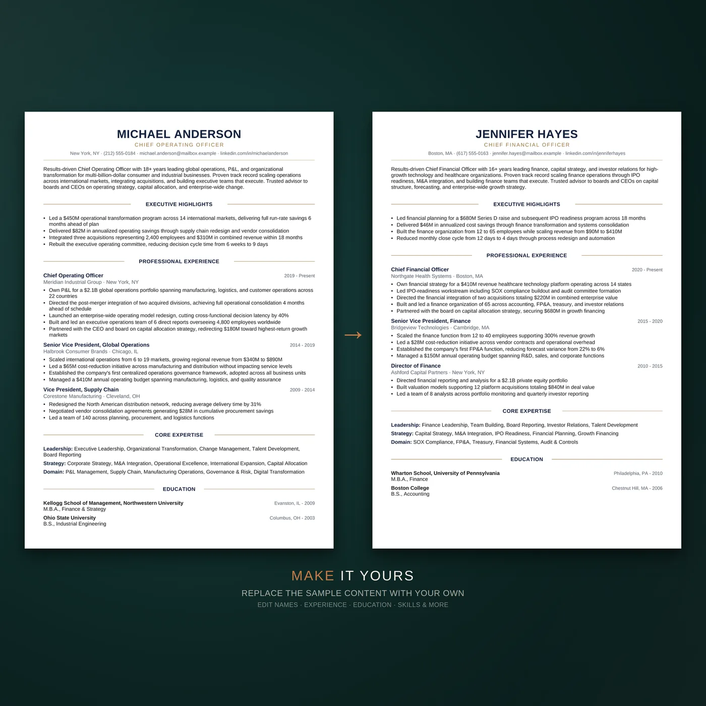 Executive résumé template — easy to make your own