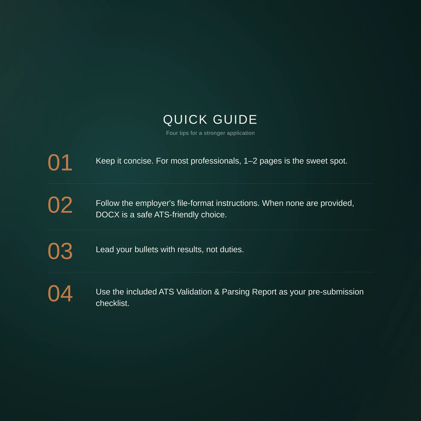 Executive résumé template — quick-start guide