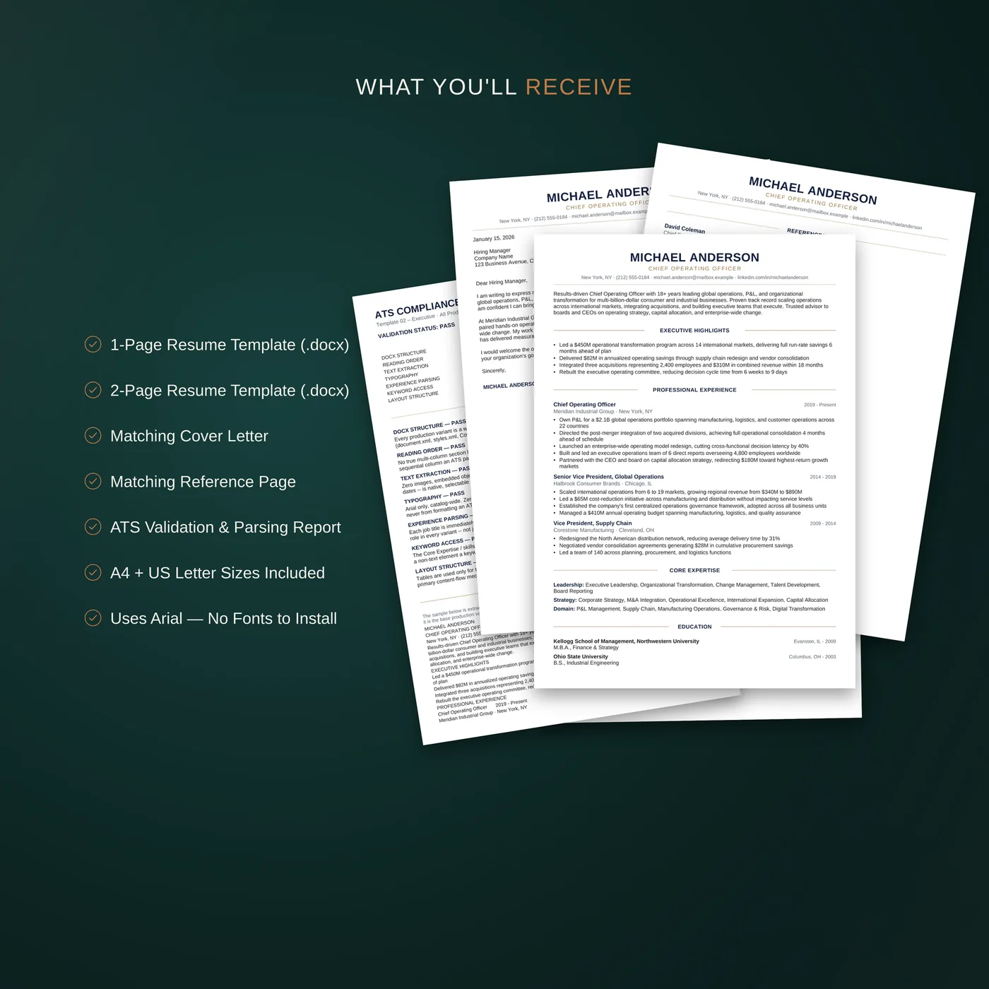 Executive résumé template — what's in the bundle