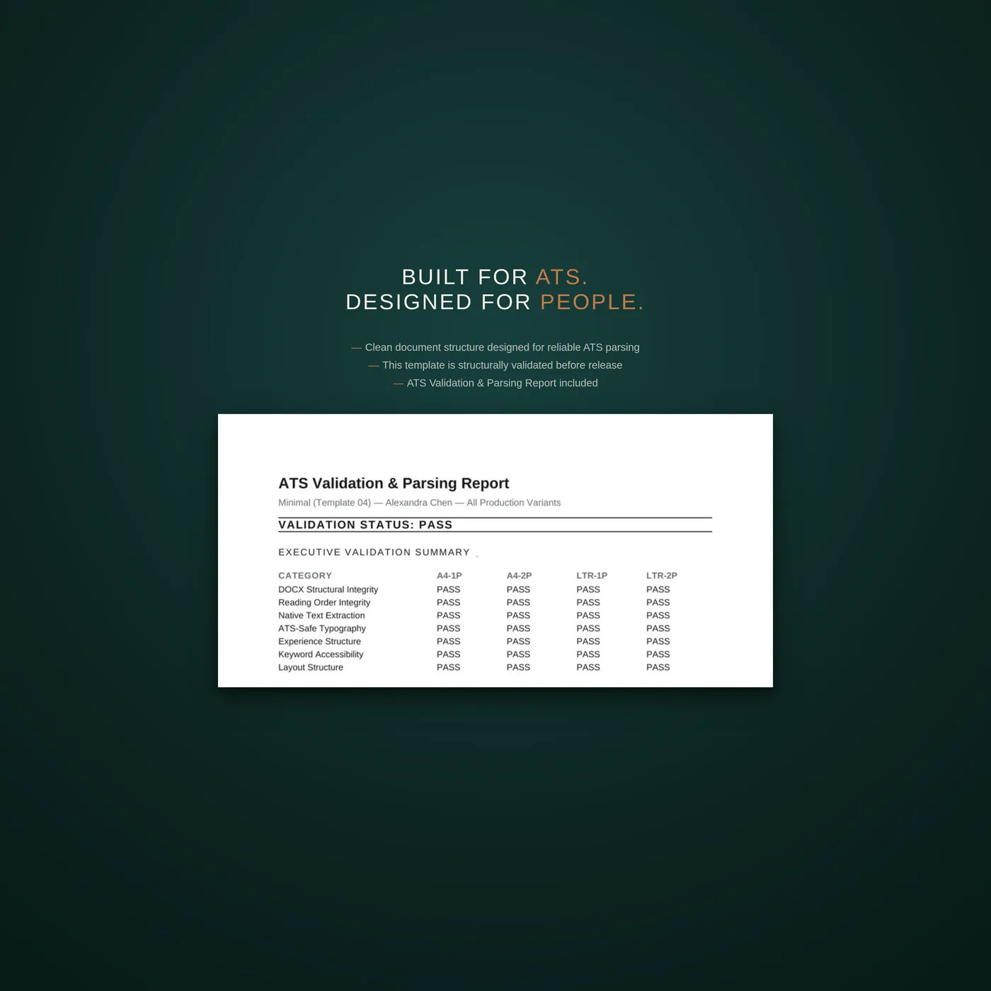 Minimal résumé template — built for the ats