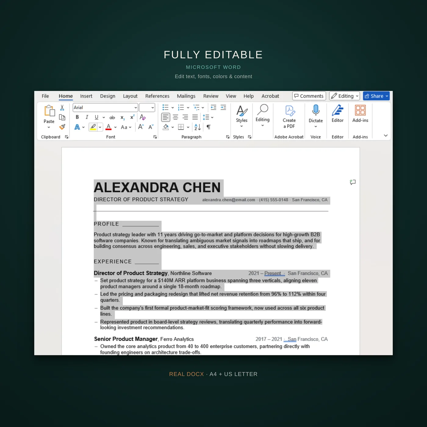 Minimal résumé template — fully editable in word