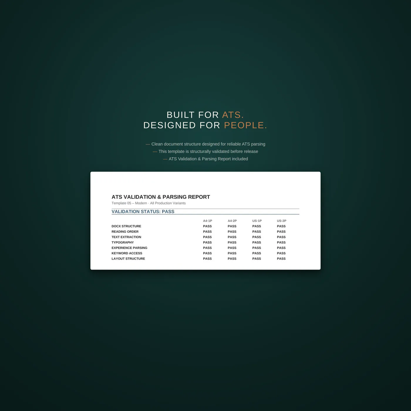 Modern résumé template — built for the ats