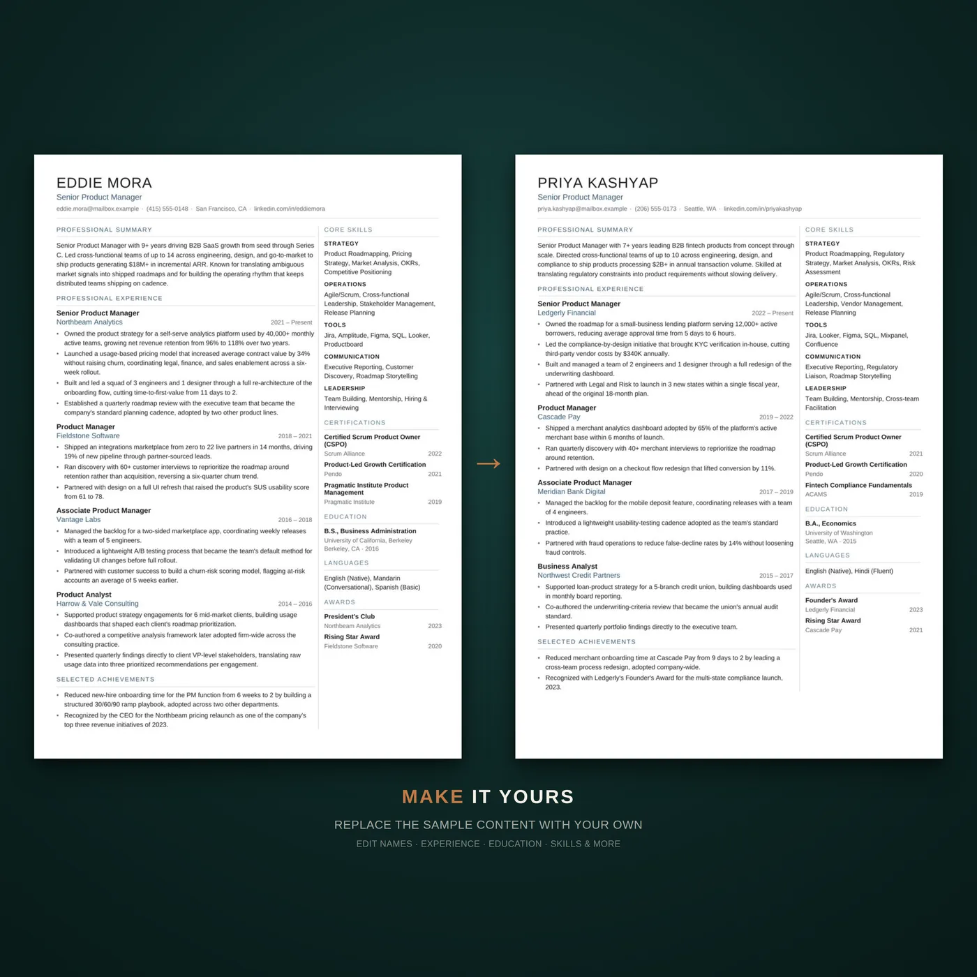 Modern résumé template — easy to make your own