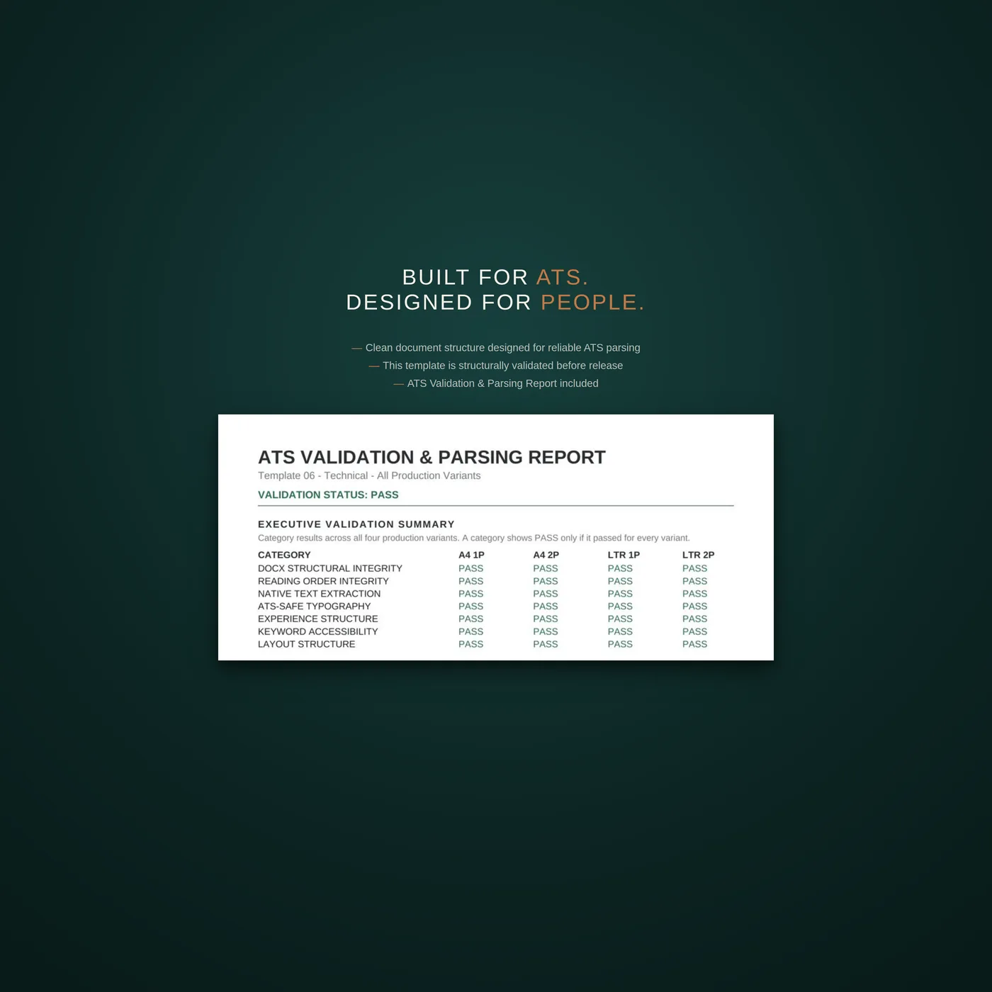 Technical résumé template — built for the ats