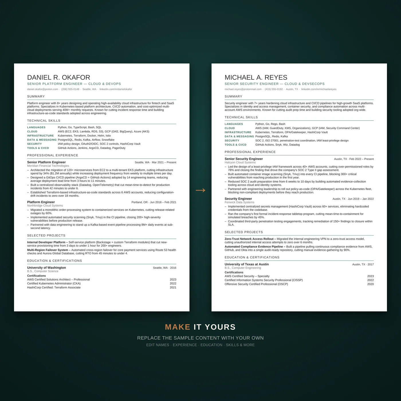 Technical résumé template — easy to make your own